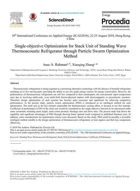 PDF Single Objective Optimization For Stack Unit Of Standing Wave