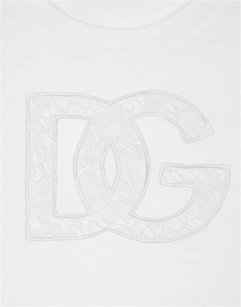 Jersey T Shirt With Dg Logo Patch In White For Women Dolceandgabbana® Us