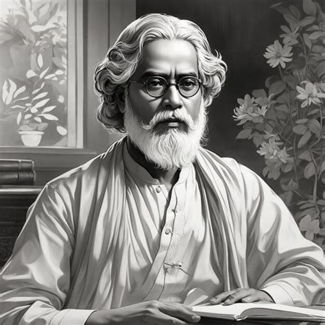 Premium Ai Image Black And White Colours Image Of Rabindranath Thakur