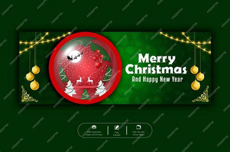 Premium Psd Merry Christmas And Happy New Year Facebook Cover Banner