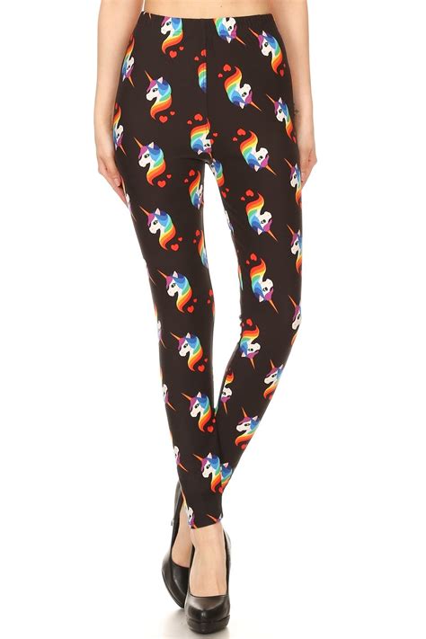 Womens Plus Rainbow Unicorn Pattern Printed Leggings Izzyzx