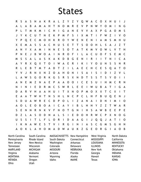 The States Word Search Wordmint