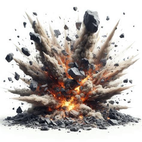 Premium Photo Explosion With Pieces Of Rock Isolated On White Background