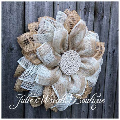 Farmhouse Flower Wreath Tutorial Burlap Wreath Diy Diy Burlap Wreath