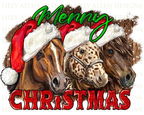 Merry Christmas 3 Horses Png Sublimation Designchristmas Horse Png
