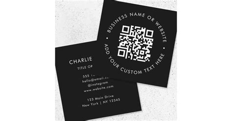 QR Code | Modern Black Professional Scan Me Square Business Card | Zazzle