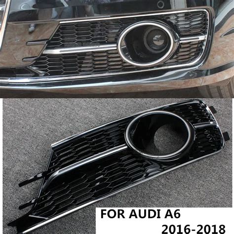 ABS Black Mesh Fog Light Grille Protective Covers For Audi A6 C7