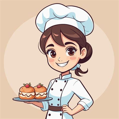 Premium Vector Cute Girl Chef Cartoon Illustration Cartoon