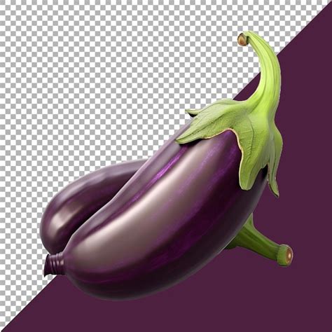 Premium PSD 3d Rendering Of A Purple Eggplant On Transparent