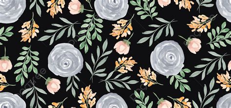 Seamless Pattern Dark Floral Watercolor Illustration Background