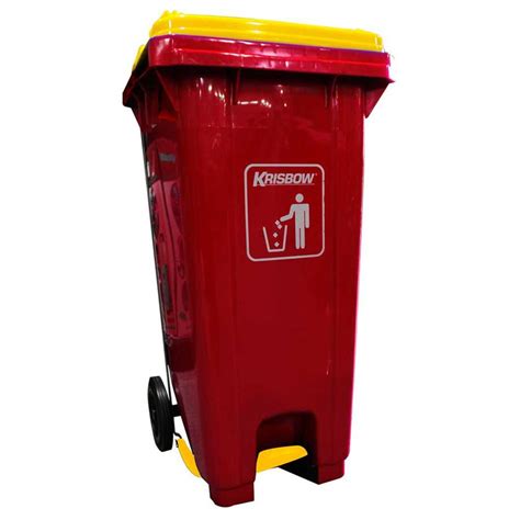 Jual KRISBOW TEMPAT SAMPAH DENGAN PEDAL DAN RODA 120 LTR MERAH