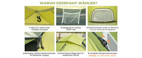 DEERFAMY Camping Zelt 3 4 Person Easy Camping Zelt Wasserdicht