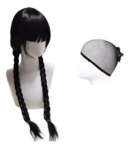 Peruca Cabelo Wandinha Wednesday Addams Fantasia Cosplay Parcelamento