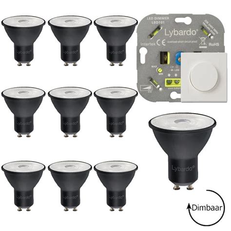 10x Led Spot Gu10 Universele Led Dimmer 5 150w Met Afdekraam 4 9w