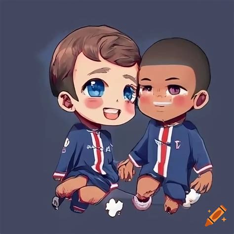 Emmanuel Macron And Kylian Mbappe In Love In Kawaii Manga Style On Craiyon