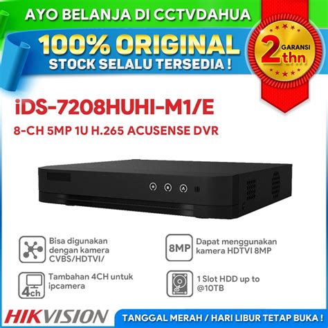 Jual HIKVISION IDS 7208HUHI M1 E 8CH H 265 ACUSENSE DVR SUPPORT 8MP