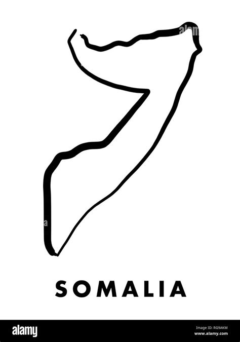 Somalia simple map outline - smooth simplified country shape map vector ...