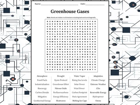 Greenhouse Gases Word Search Puzzle Worksheet Activity Teaching Resources