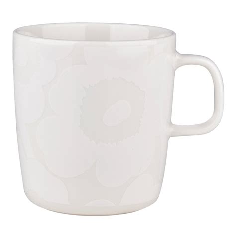 Marimekko Oiva Unikko Mug 4 Dl Off White White Finnish Design Shop