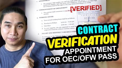 Appointment For Polo Contract Verification Requirements Oec Ofw