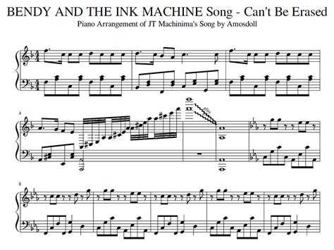 Bendy And The Ink Machine Song Cover Cant Be Erased Jt Machinima Piano Sheet Music