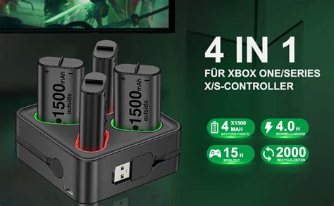 DinoFire Lot De 4 Batteries Pour Manette Xbox Series X Xbox One