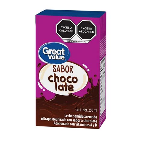 Leche Semidescremada Great Value Sabor Chocolate Ml Walmart