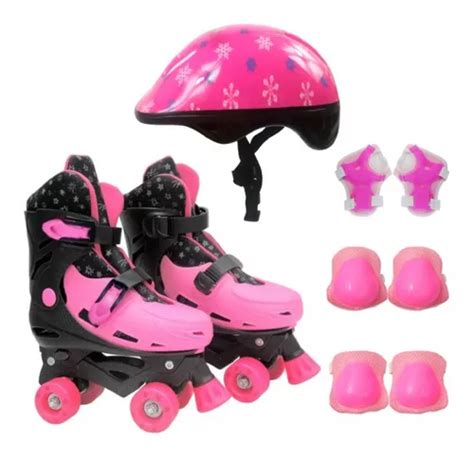 Patins Infantil Regul Vel Lan Amento Menina Kit Prote O