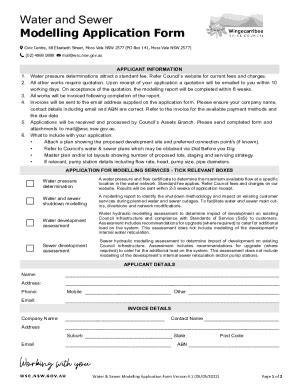 Fillable Online Water Sewer Modelling Application Form Fax Email