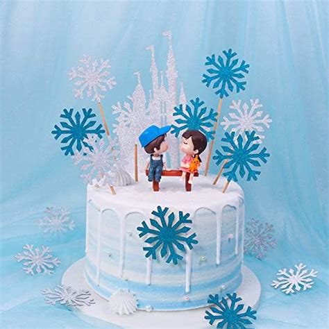 Toodoo 60 Pack Snowflake Cupcake Toppers Glitter Snowflake