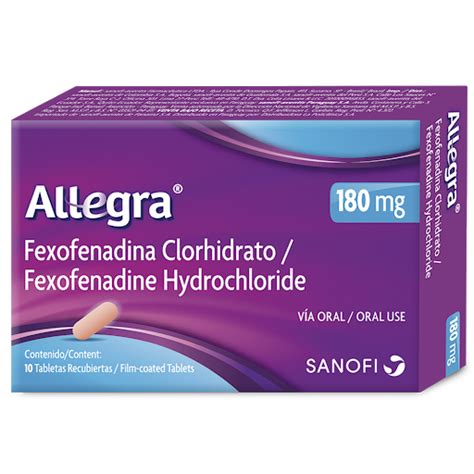 Allegra 180Mg Tabletas Caja X10Tab Sanofi Fexofenadina Clorhidrato