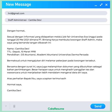 Contoh Email Surat Lamaran Kerja Contoh Surat Resmi