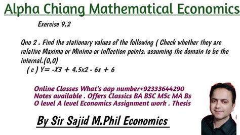 Alpha Chiang Mathematical Eco Exercise Qno Part C Find The