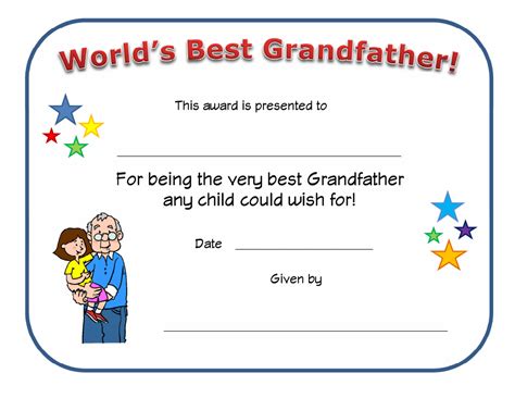 Worlds Best Grandfather Certificate Template Download Printable Pdf