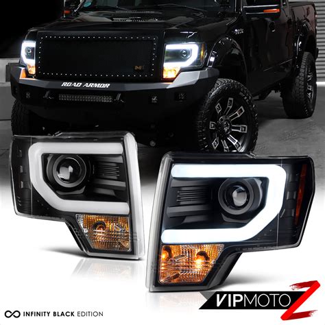 2009 2014 Ford F150 Cyclop Optic Led Tube Matte Black Headlights Ebay