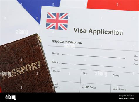 Immigration To United Kingdom Visa Application Form And Passport On