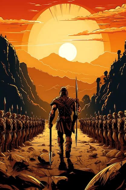 Premium Photo | Battle of Thermopylae Mountainous Pass and Spartan Warriors Poster Design 2D A4 ...