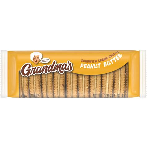 Grandmas Mini Cookies Sandwich Crème Cookies Peanut Butter Flavored 3245oz Cookie Bag