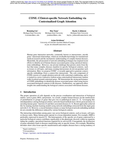 Pdf Cone Context Specific Network Embedding Via Contextualized Graph Attention