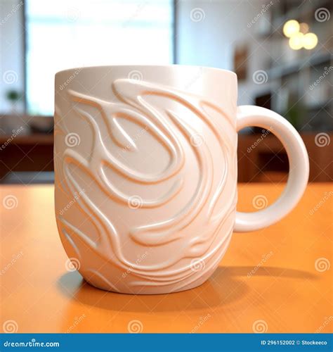 Unique 3d Printed White Mug With Realistic Textures And Super Real