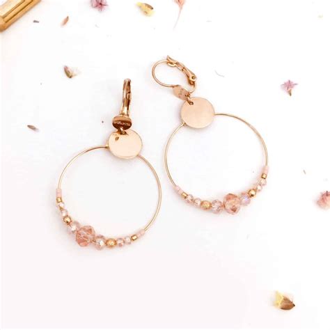 Boucles D Oreilles Mini Chlo Rose Poudr Gwapita Boucles Rose