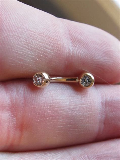 14kt Gold Genitalclithoodchristina Piercing Double Clear Etsy