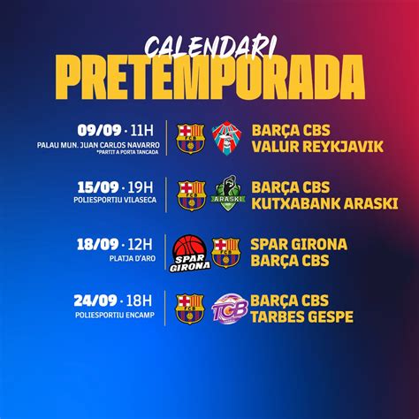 Bar A Cbs On Twitter Calendari Pretemporada Lequip D