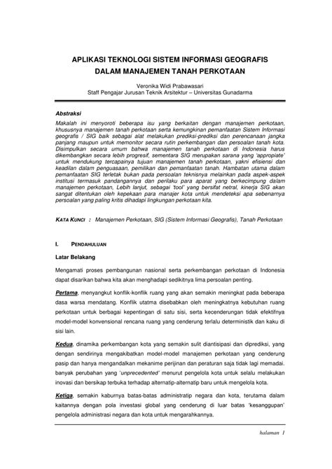 (PDF) APLIKASI TEKNOLOGI SISTEM INFORMASI GEOGRAFIS DALAM MANAJEMEN ...