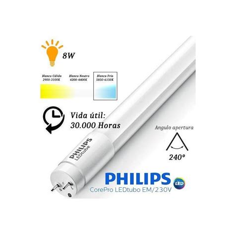 10 Tubos Led 600mm 6500K Blanco Frio T8 G13 Philips CorePro LEDtube 8W 865