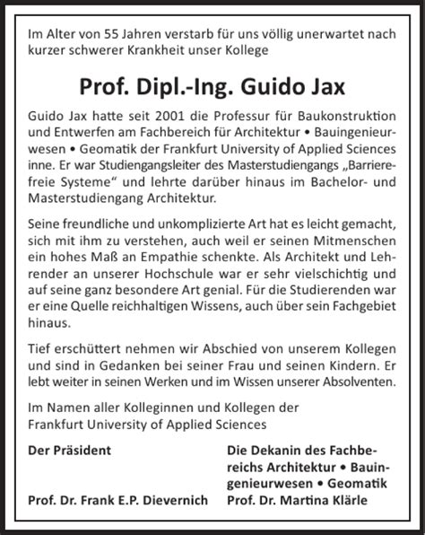 Traueranzeigen Von Prof Dipl Ing Guido Jax Trauer Rheinmain De