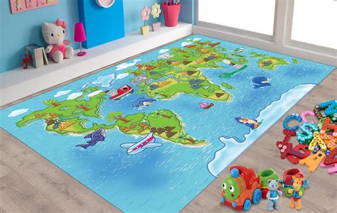 World Map Rug, Map Rug, Gift for Her, Custom Rug, Living Room Rug, Area Rug, Geography Themed ...