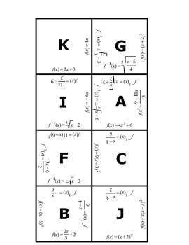 Inverses Of Functions Tarsia Puzzle By Funrithmetic Tpt