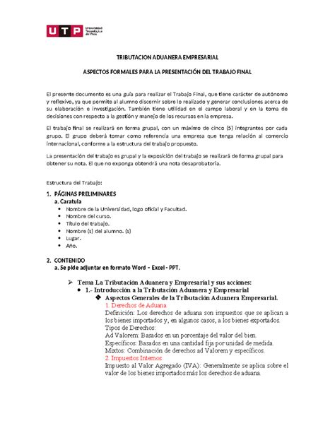 Tarea Academica 4 Tributacion Aduanera Y Empresarial Tributacion