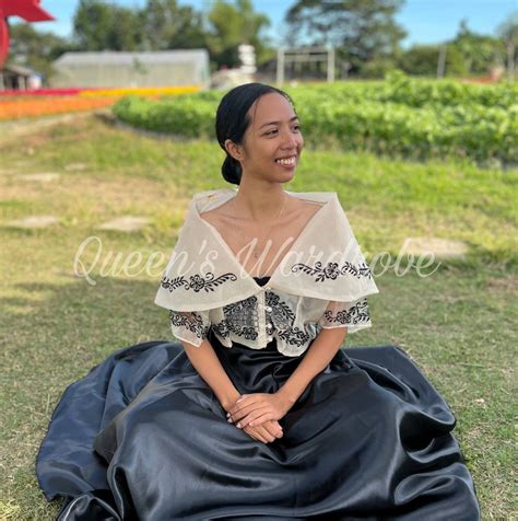 Traditional Filipiniana Maria Clara Alampay With Black Skirt Etsy